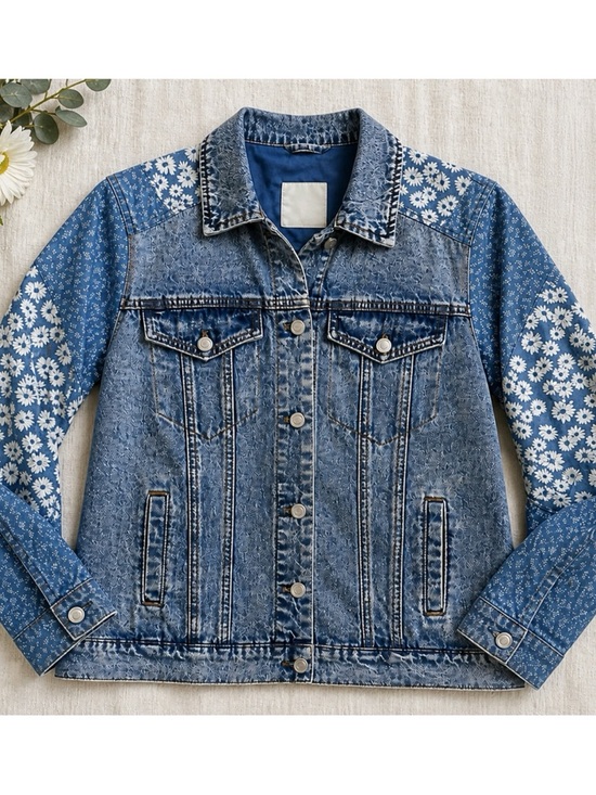 Anthropologie Jackets & Blazers - Avec Les Filles Denim Trucker Jacket Cottagecore quilted Patchwork Small